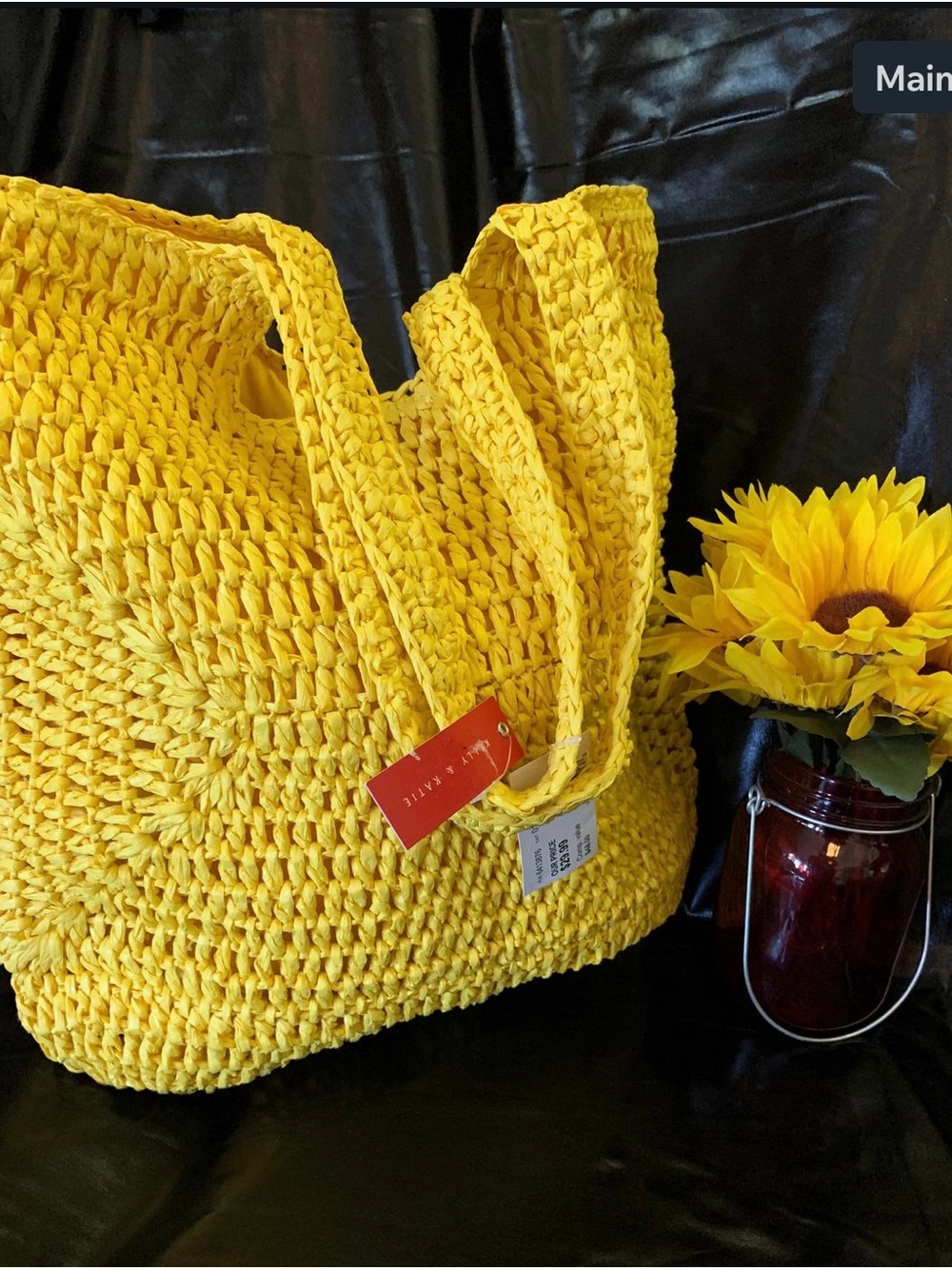 Yellow Woven Tote Bag by Kelly & Katie